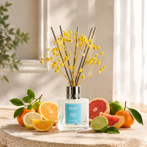 Image of Airkeep Reed Diffuser Set,3.38 fl oz (100 ml) - Coastal Citrus Oil Diffusers with 8 Reed Sticks, Home Fragrance Reed Diffuser for Bathroom Shelf Decor