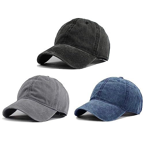Image of HH HOFNEN Baseball Cap Washed Cotton Unstructured Vintage Hat for Men Women | Unisex Sports Ball Caps Sun Protection Adjustable Outdoor Curved-Brim Dad Hat Classic Plain Cap