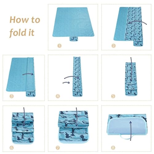 Image of Beach Blanket Outdoor Picnic Blankets Mat 80 inchx60 inch Extra Large Waterproof Sand Proof Camping Blanket Lightweight Folding Portable Travel Blanket for Family Park Beach Grass(Beige)
