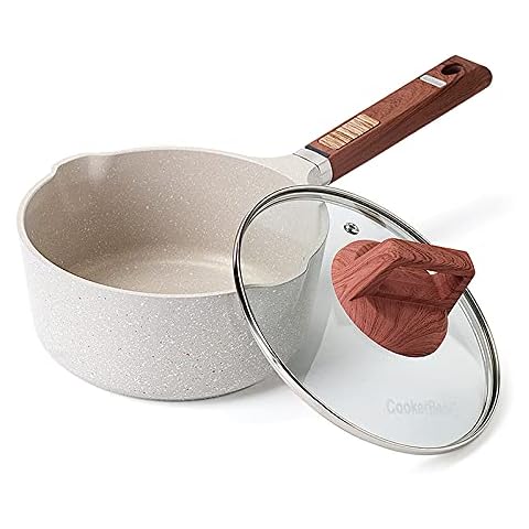 CookerBene Soup Pot 8 Inch Nonstick Aluminum Stockpots Saucepans With Lid Medical Stone Coating Cover