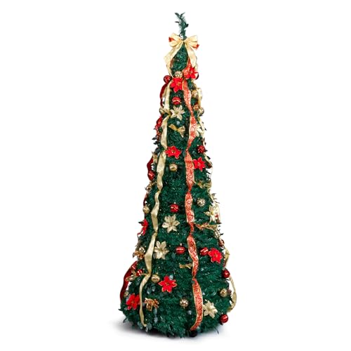 7FT Pop Up Christmas Tree with Lights and Ornaments