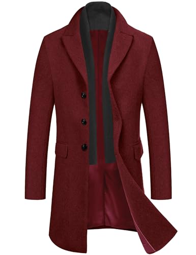 Herren Trenchcoat Lang Zweireihig - Klassischer Mantel Für Frühling Herbst