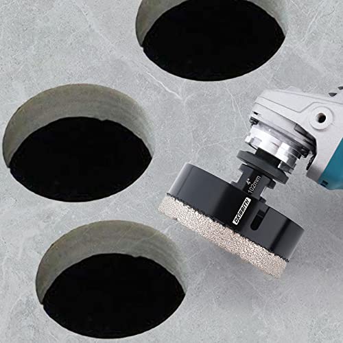 Dkibbith 4 Inch Diamond Hole Saw, 102Mm Hole Saw For Concrete Brick Masonry Block Granite Tiles Quartzite Marble Porcelain Ceramic Stones With Female 5/8-11 Thread Fit Most Angle Grinders, Black #TOP6