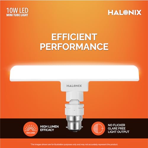 Image of Halonix 10 Watts B22d LED bulb tube Light Cool White, Pack of 2, T-bulb