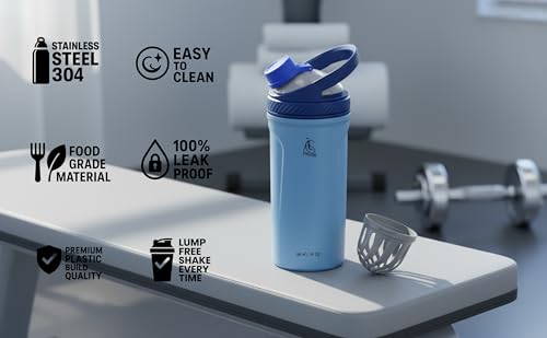 Image of AGIS Blender King Premium Stainless Steel 700ml Insulated Shaker Bottles for Gym, Protein Shaker, Pre Workout Bottle, Water Bottle for Men and Women, BPA Free Material 100% Leakproof | (Blue)