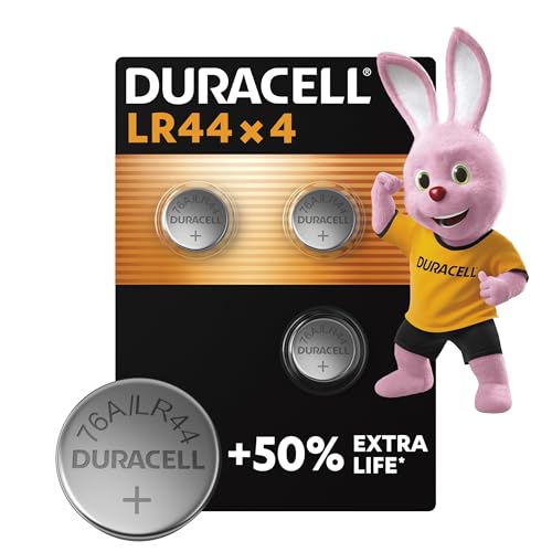 DURACELL LR44 Knopfzellen (4 Stück) LR44 Batterie 1,5 V (A76, V13GA, 76A) 2