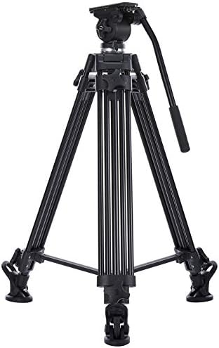 Ikan E-Image 2 Stage Aluminum Video Tripod w/ Fluid Pan/Tilt Head, Maximum Height: 63.25″, 65mm Bowl, Variable Tilt/Drag, 11lb Capacity (EG01A2) - Black