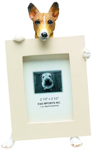 Basenji Picture Frame Holds Your Favorite 2.5 by 3.5 Inch Photo, Hand Painted Realistic Looking Basenji Stands 6 Inches Tall Holding Beautifully Crafted Frame, Unique and Special Basenji Gifts for Basenji Owners