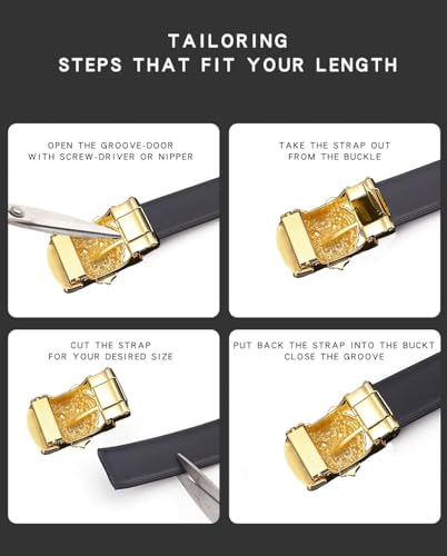 Men's Luxury Genuine Leather Belts Gold Tiger Head Buckle Adjustable Dress Belt3