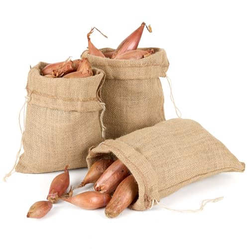 La Cordeline 3 Bolsas De Almacenamiento De Yute, 21 X 25 Cm, Reutilizable, Bolsa De Verduras, Almacenamiento Ajo, Chalotes