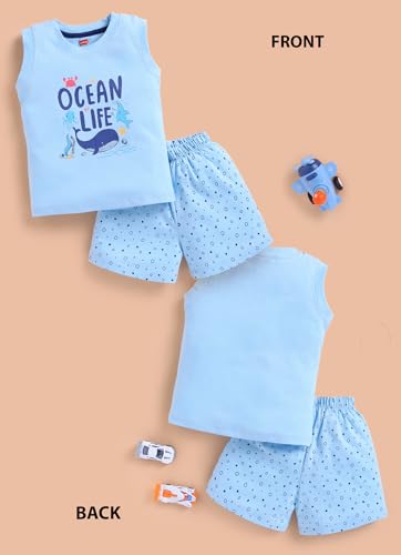 Image of LuvLap Baby Boys 100% Cotton Sleeveless Boys Tank Top & Shorts Set Pack of 3