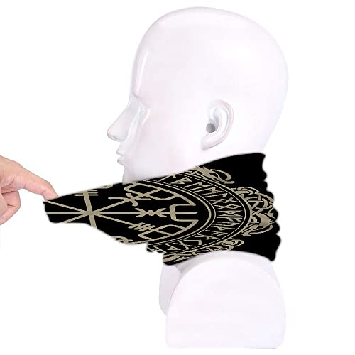 Wondertify Viking Neck Warmer Magical Runic Compass Vegvisir Norse Runes Dragons Men Women Windproof Neck Gaiter Cold Weather Balaclava Ski Tube Scarf Black #TOP3
