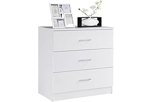 Hodedah Three Drawer White Modern Dresser