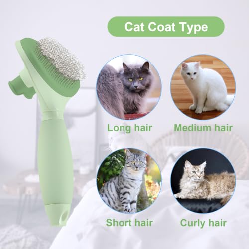 Image of Cat Brush for Shedding, Self Cleaning Brush for Long & Short Hair Cats