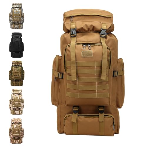 ヴィンテージ　ミリタリー　リュック　レザー カーキ アウトドア　キャンプ　登山 Amazon.co.jp: [Mardingtop] 75L ミリタリー バックパック 大