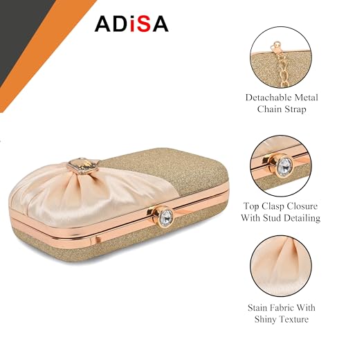 Image of ADISA Studded formal party clutch with gold chain for women and girls (CL107)