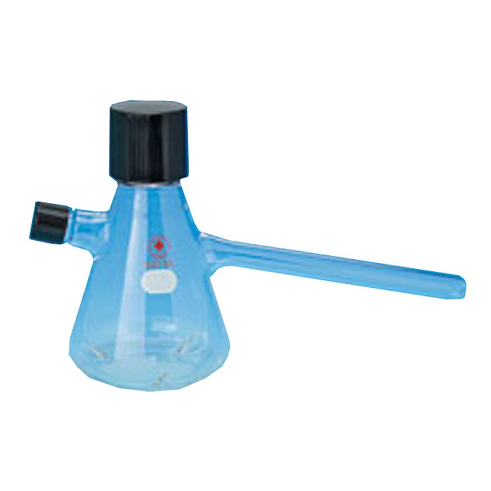 3914-11 Series Nephelo Flask with Screw Cap, Baffled, Sidearm, 14 mm OD, 130 mm Height, 500 mL Capacity