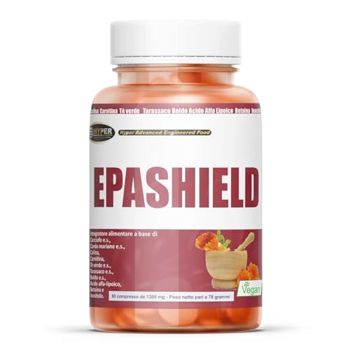 Hyper Depurativo Fegato Epashield - Detox Fegato con Cardo Mariano Tarassaco e Carciofo - Integratore Fegato Disintossicante Forte, Supporta Funzioni Epatiche e Digestive - 60 Compresse Made in Italy