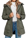 Remikstyt Womens Down Coats Winter Zipper Hooded Faux Fur Inside Parka Down Jackets (XX-Large,Army Green)