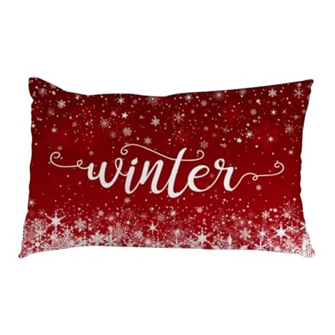 Vantaso Pillowcase Pillow Cover Protector Pillow Sham Red Winter Christmas Snowflakes New Year Standard Size 20x26 inches Pillow Case with Zipper for Long Throw Pillow Cover