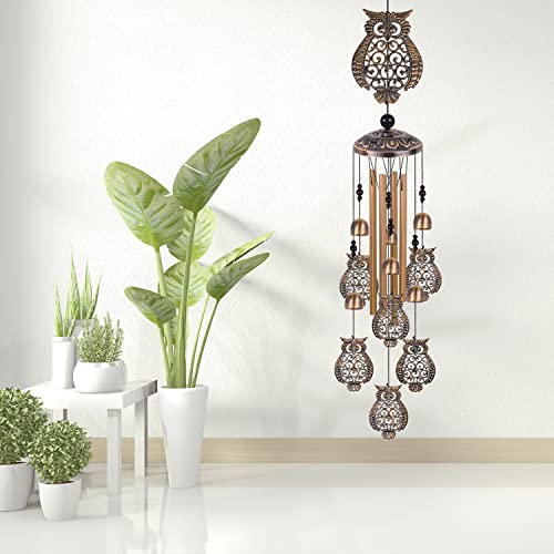 Solawindchime Owl Wind Chimes Outdoor, Owl Bronze Wind Chime, Owl Gift Wind Chimes, Owl Wind Bell, Owl Gifts For Women, Wind Chime For Home, Garden, Indoor, Outdoor Decoration, Garden Owl Wind Chimes #TOP3