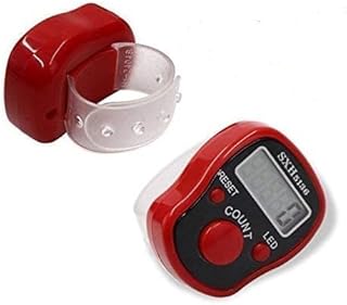 JAZZEEL Handheld Digital Tasbeeh Counter with LED Light Red Electronic Rosary for Prayer Dhikr Zikr Finger Tally LCD Display Islamic Gift for Men Women Portable Prayer Clicker