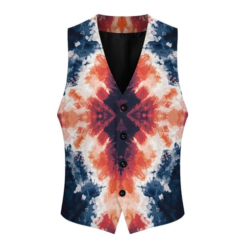 Grunge Tie Dye Pattern Men's Suit Vest Slim Fit V-Ncek Waistcoat Business Casual Vest4