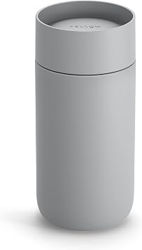 Fellow Carter Move Mug with 360o Sip Lid - Open Top Coffee To-Go Tumbler with Ceramic Interior, Vacuum-Insulated Stainless Steel, Matte Grey, 12 oz Cup