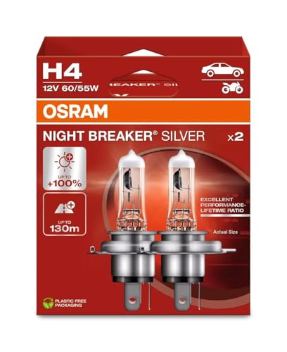 Osram NIGHT BREAKER SILVER H4, +100% mehr Helligkeit...