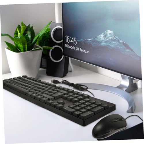 Combo de teclado y ratón de material ABS negro con cable para pc de escritorio 5