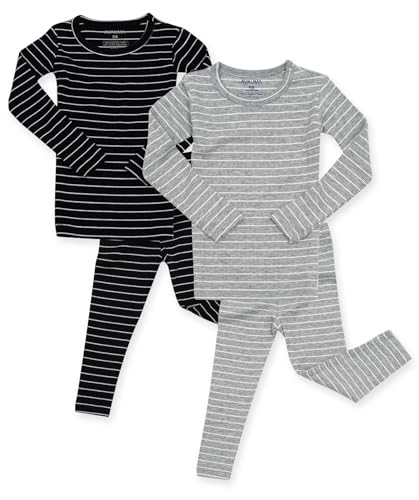 Stripe pattern baby pajama set – ribbed sleepwear