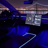 Nestour 2021 2022 2023 Tesla Model 3 Y Interior Car Neon Lights (Center Console+Dashboard+2 Foot Lights) with Matching Armrest Organizer, Tesla Ambient Lighting, APP-Controlled RGB LED Strip Lights