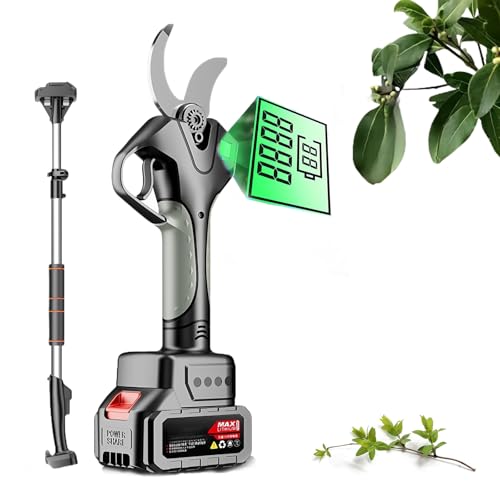 Glowdora Tijeras De Podar Inalámbricas, Eléctricas De 50 Mm, Motor Sin Escobillas con Batería Recargable De Iones De Litio De 2000 Mah, Cuchillas Sk5, Aptas para Jardinería, Huertos, Parques, Etc.