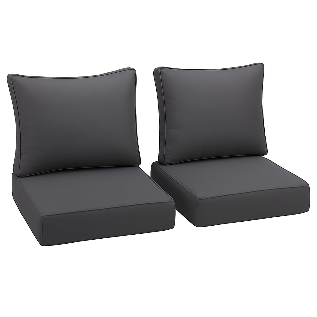 HERMOCE Outdoor Deep Seating Cushion Set, 24" x 24", Waterproof & Fade Resistant Patio Furniture Cushions with Handle, Deep Seat and Back Cushion for