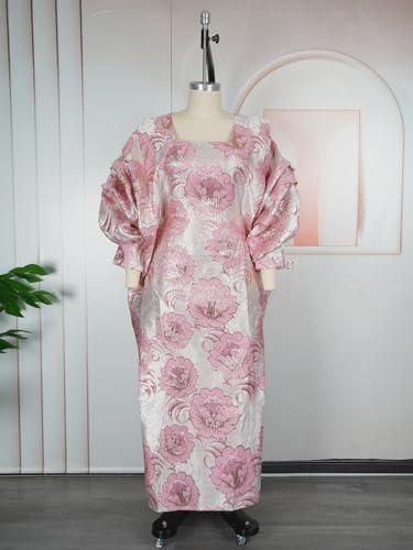 Image of HD African Print Dress for Woman Embroidery Pattern Maxi Dress