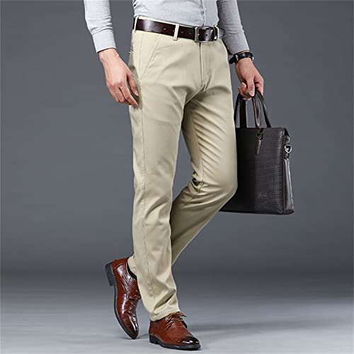 Men's Straight Loose Elastic Business Casual Pants Zipped Fit Tapered Leg Jean Stretch Texture Cozy Dress Pants2