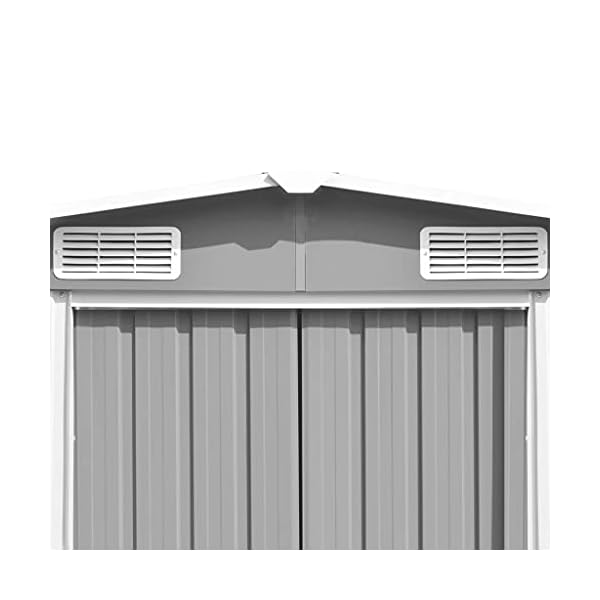 Geräteschuppen mit Schiebetür, 257x580x181 cm Garden, ShedGeräumiges Gartengerätehaus mit Fundament | Metall Gerätehaus… – Bild 6