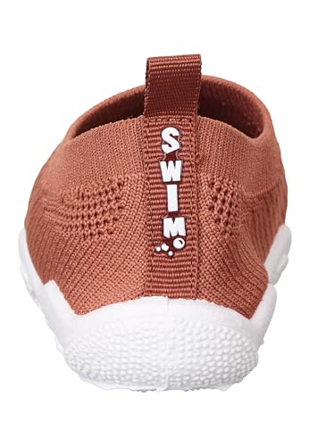 Sterntaler Badeschuhe einfarbig – Baby Aquaschuhe – Unisex Strand Slipper mit flexibler Sohle – schnelltrocknend & leicht - Ideal für Strand & Schwimmbad - Kinder Bademode – Farbe lehmbraun, Größe 22