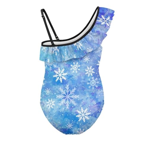 Image of Girls One Piece Bathing Suit,Slim-Fit Ruffle Strap Swimsuit with Adjustable Strap Quick Dry Summer Beach Swim Suit