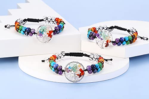 Jovivi Chakra Bead Bracelets For Women Men - 6Mm Natural 7 Chakra Healing Crystal Tree Of Life Stretch Bracelet With Real Stones Anxiety Meditation Yoga Gemstone Jewelry #TOP2