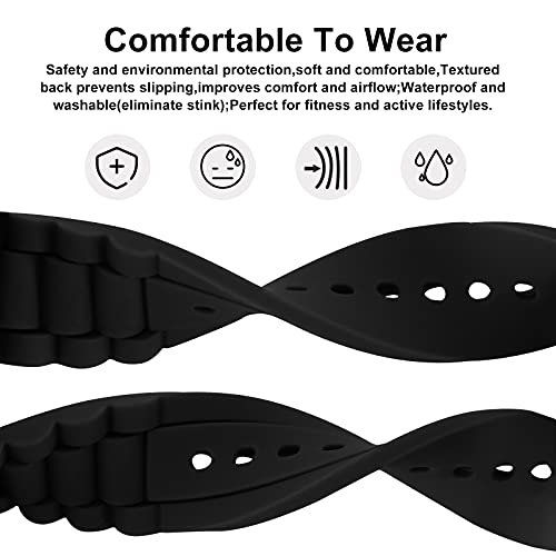 24Mm Men's Black Silicone Rubber Watch Straps Bands Waterproof For Fossil Watch Replacement #TOP1