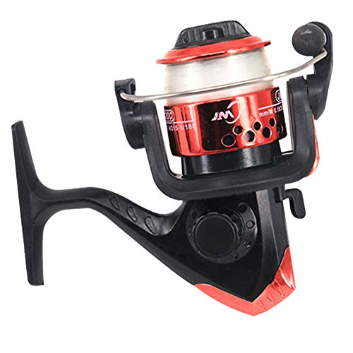 Clenp Carretes De Pesca - 3 Bolas De Rodamiento Mini Carrete De Pesca Giratorio De Alta Velocidad con Línea Transparente De 60 M Rojo 94 mm x 113,5 mm Cover