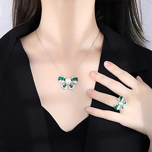 Juego de joyas de lazo con esmeraldas para invitadas de boda 5