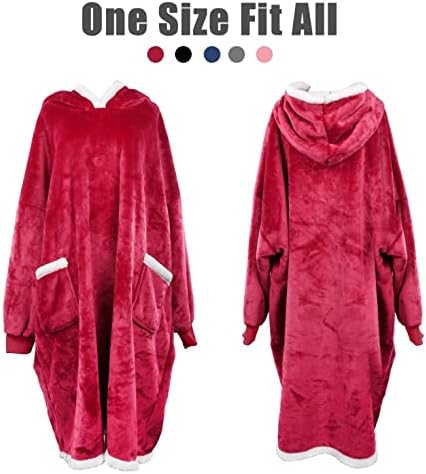 UMIPUBO Flanelowa bluza z kapturem, ciepły koc dla dorosłych, kobiet i mężczyzn, bluza z kapturem i dużą kieszenią na jesień i zimę, utrzymujący ciepło koc do oglądania telewizji