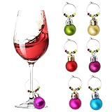 HOXIEYA Christmas Wine Glass Charms Set -2024 Christmas Glass Markers Champagne Cocktail Drink Ring Markers Glass Tags Funny Cup Tag Identifiers for Xmas Holiday Party Decoration Supplies(6pcs)