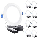 Sunco 8 Pack 6 Inch LED Recessed Light, Ceiling Canless Recessed Lights, Baffle Trim Ultra Thin, 850 LM, 10W, 3000K Cloud White, Dimmable, Wafer Thin with Junction Box