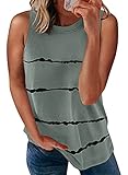 Ecrocoo Women's Tie Dye Striped Camisole Tank - Oversized Crewneck Soft Casual Blouse - Gray, M