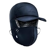Wasserdichtes Außenmaterial – Trappermütze mit Ohrenklappen ist super weich und bequem, um Sie warm zu halten, gemütlich in den kalten Wintertagen, ideal für Outdoor-Aktivitäten wie Skifahren, Snowboarden, Motorrad, Jagd, Dogwalking oder einfach nur Schnee/Wind. Baumwolle
