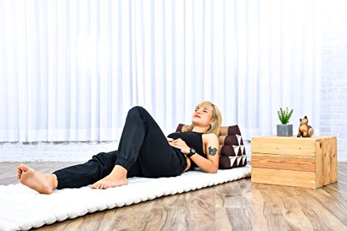 Image of Leewadee Triangle Cushion - Comfortable Backrest for TV or Reading, Incline Pillow for Relaxing Made of Kapok, 20 x 13 x 13 inches, Brown