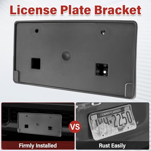 Image of License Plate Bracket Accessories for RAM 2500 3500 4500 5500 2019 2020 2021 2022 2023 2024 2025, Front Bumper License Plate Holder Replacement Frame Black Mount